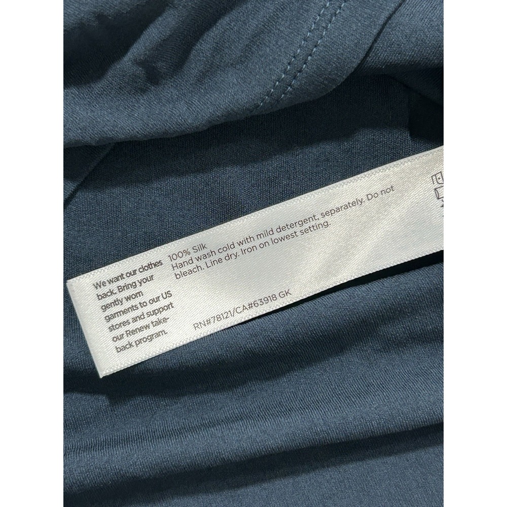 Eileen Fisher Women's 1X Stretch Silk Jersey Top Navy Ink Tone Minimalist - Picture 5 of 6